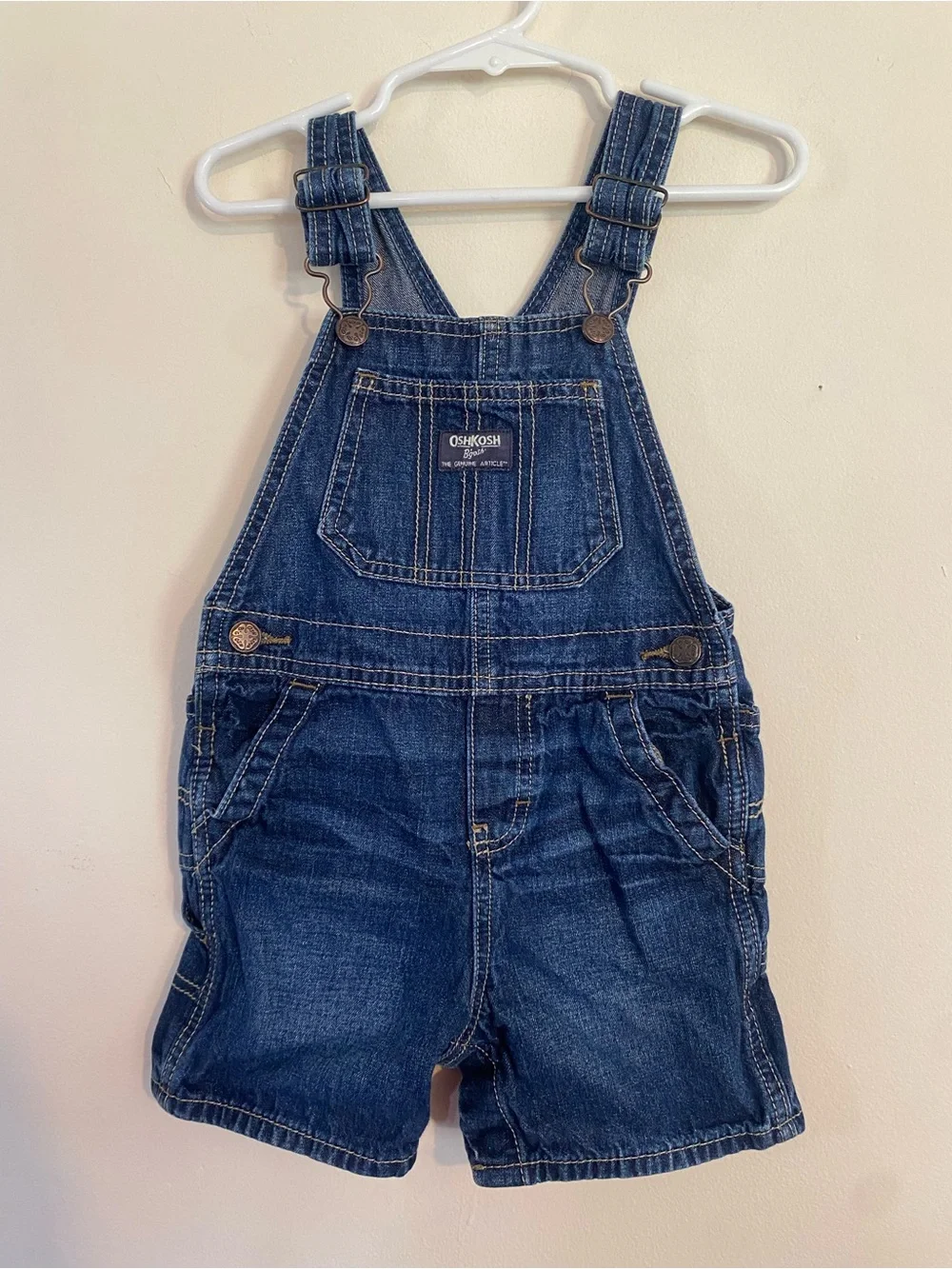 OshKosh B'gosh Kids Denim Short Overalls Size 24 Months Carpenter style